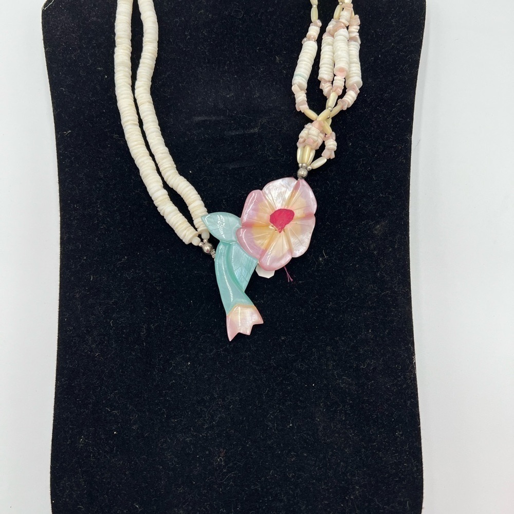 Inlay Pendant Asymmetrical Statement Necklace - Picture 9 of 9